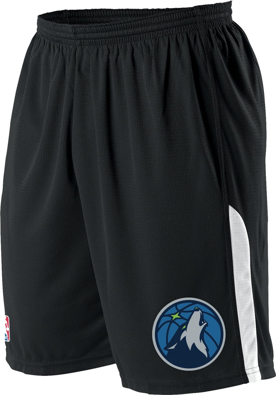 Alleson Athletic A205ly Nba Youth Logoed Shorts - Minnesota Timberwolves - Black White / s