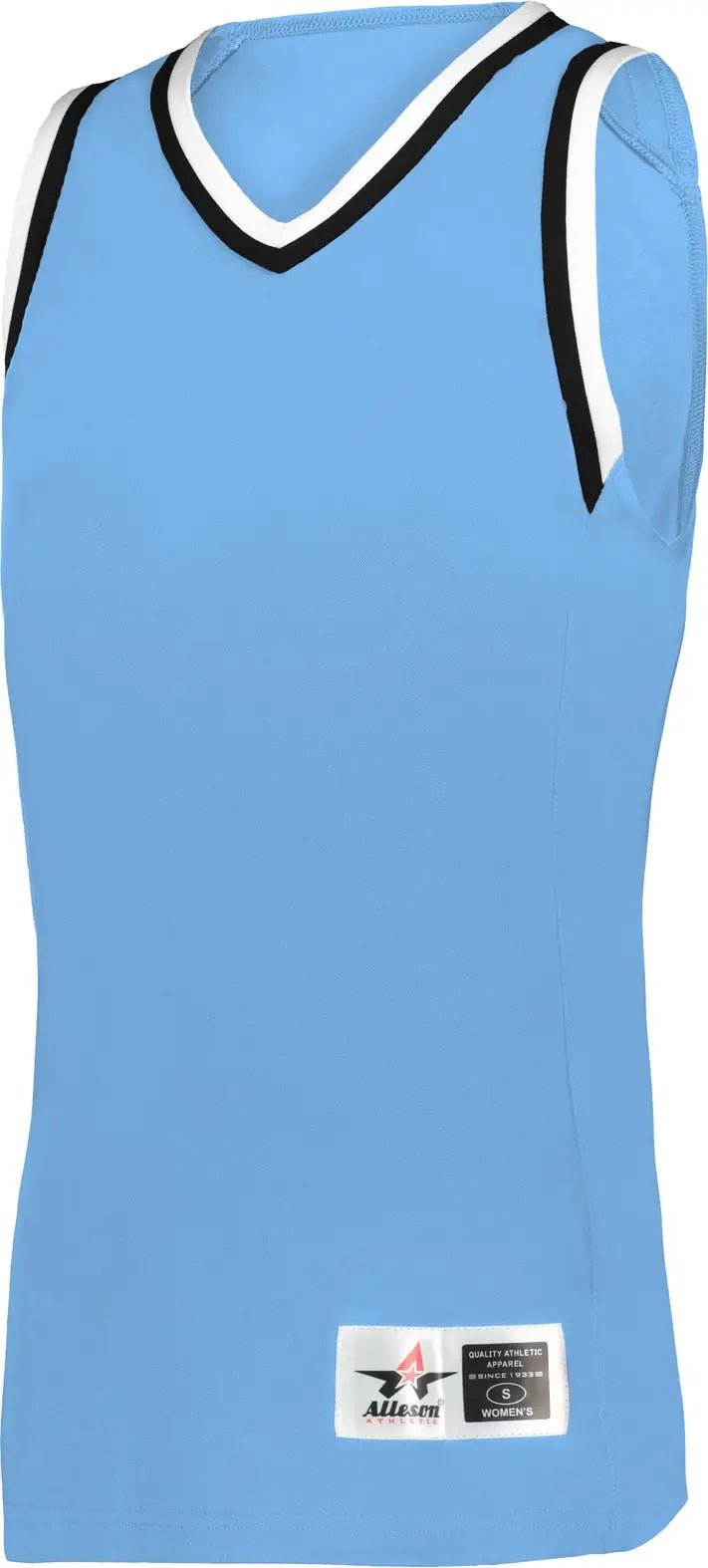 Alleson Athletic A550 Glide Women’s Basketball Jersey - Columbia Blue Black White - Ladies Xs