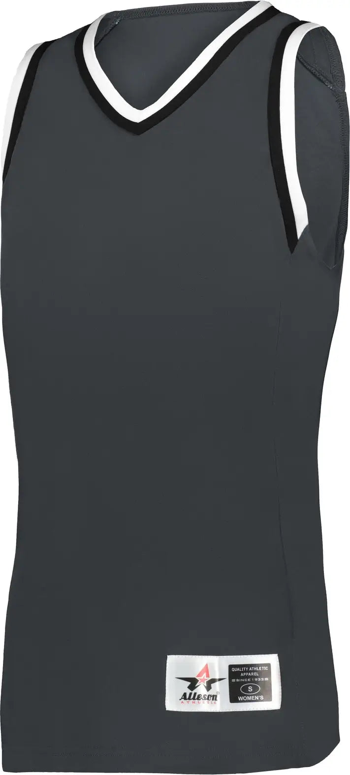 Alleson Athletic A550 Glide Women’s Basketball Jersey - Graphite Black White - Ladies Xs