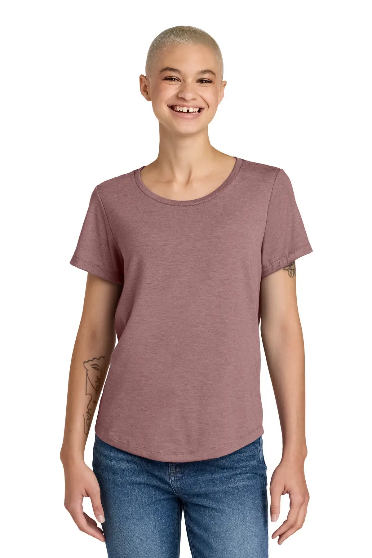 Allmade Al2015 Allmade Women’s Relaxed Tri-blend Scoop Neck Tee - Vintage Rose - Ladies Xs