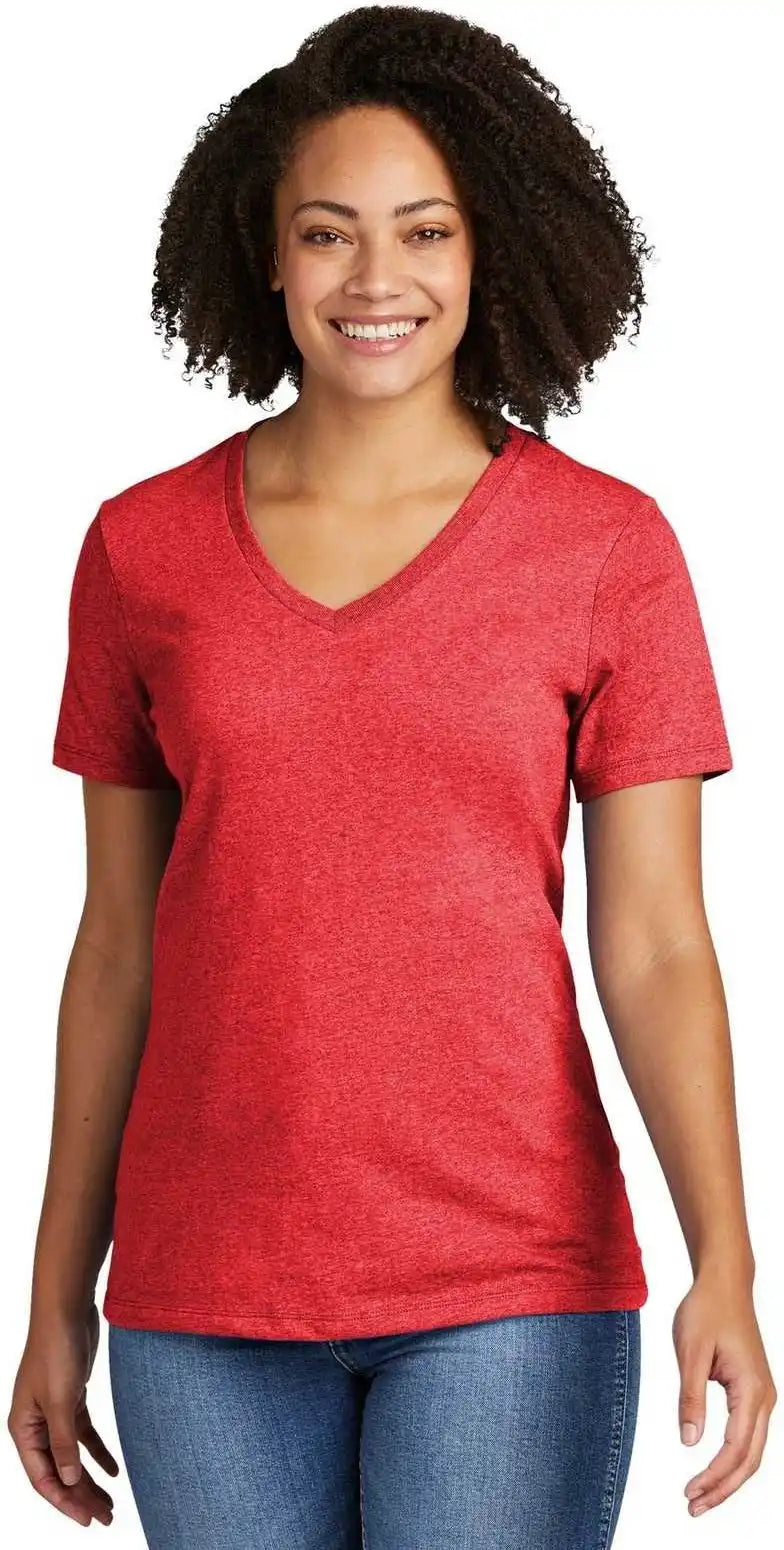 Allmade Al2303 Women’s Recycled Blend V-neck Tee - Reclaimed Red Heather - Ladies l