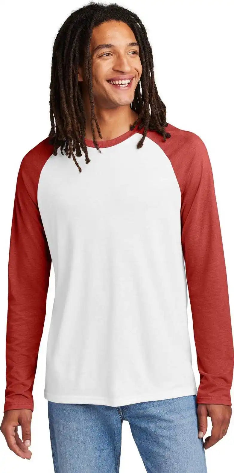 Allmade Al6009 Unisex Tri Blend Long Sleeve Colorblock Raglan Rseupr/btw