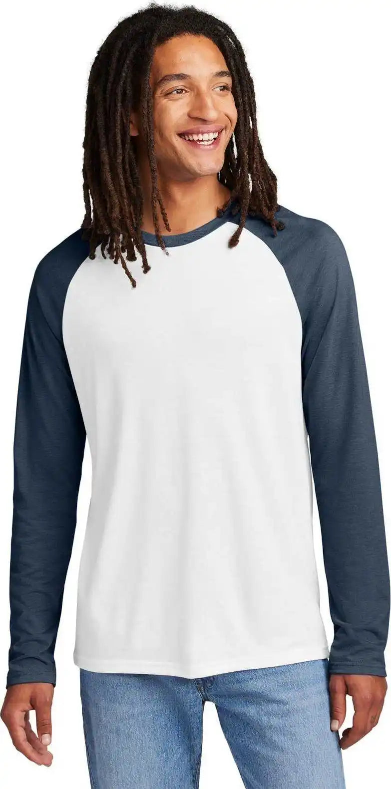 Allmade Al6009 Unisex Tri-blend Long Sleeve Colorblock Raglan - Rblbl/btwh