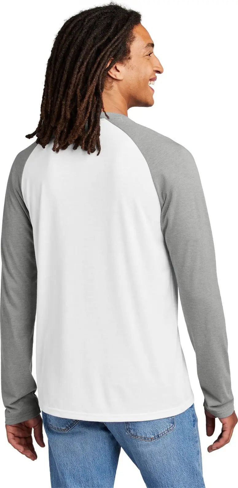Allmade Al6009 Allmade Unisex Tri-blend Long Sleeve Colorblock Raglan - Aluminum Gray Bright White