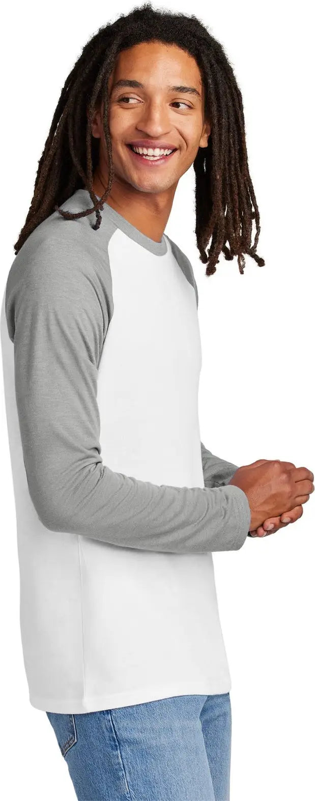 Allmade Al6009 Allmade Unisex Tri-blend Long Sleeve Colorblock Raglan - Aluminum Gray Bright White