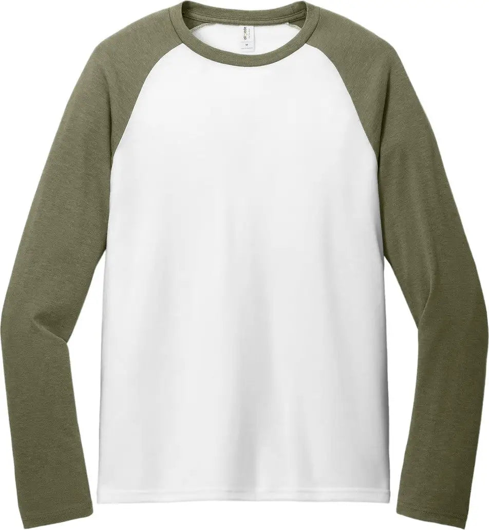 Allmade Al6009 Allmade Unisex Tri-blend Long Sleeve Colorblock Raglan - Olive you Green Bright White
