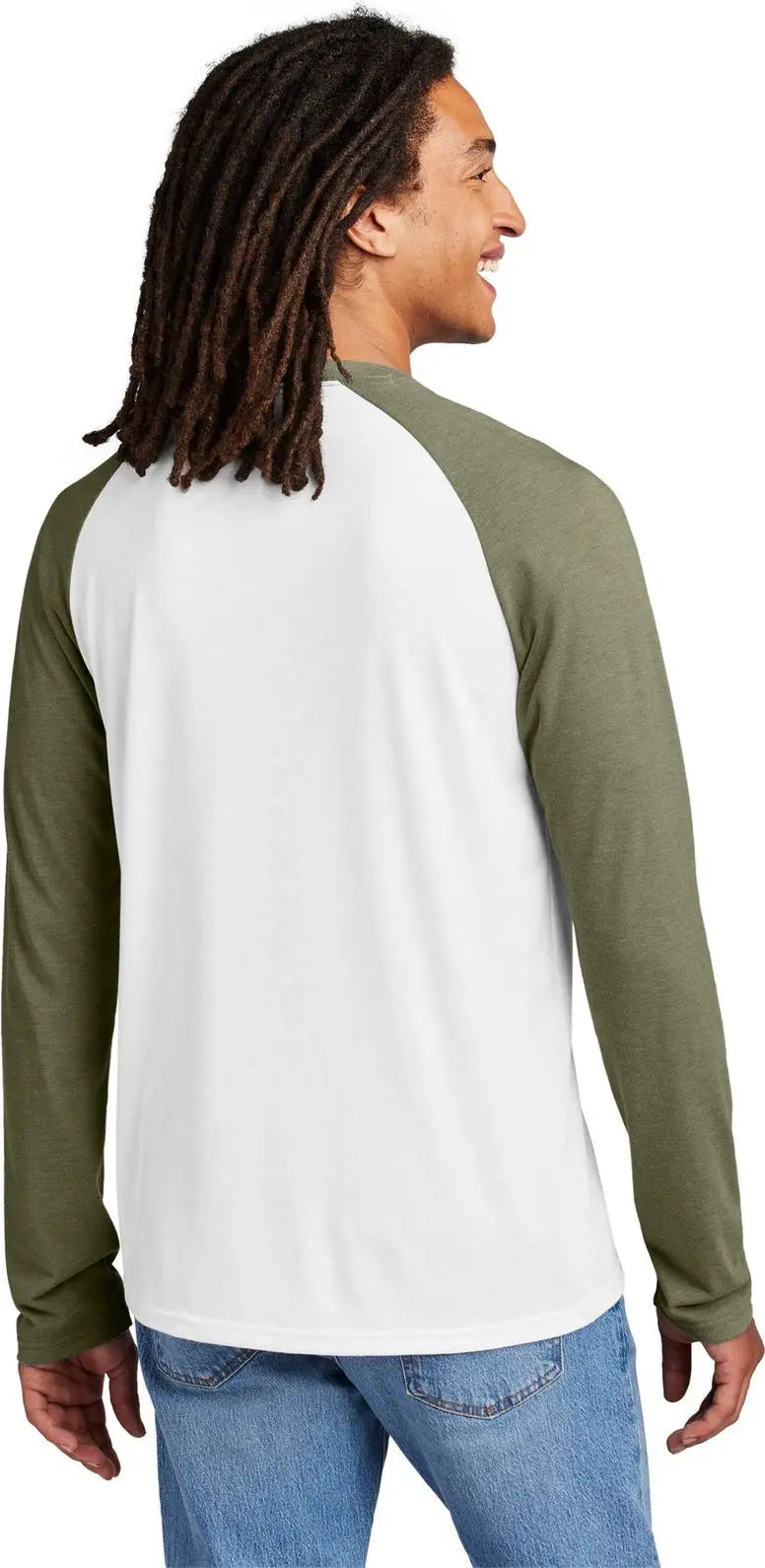 Allmade Al6009 Allmade Unisex Tri-blend Long Sleeve Colorblock Raglan - Olive you Green Bright White