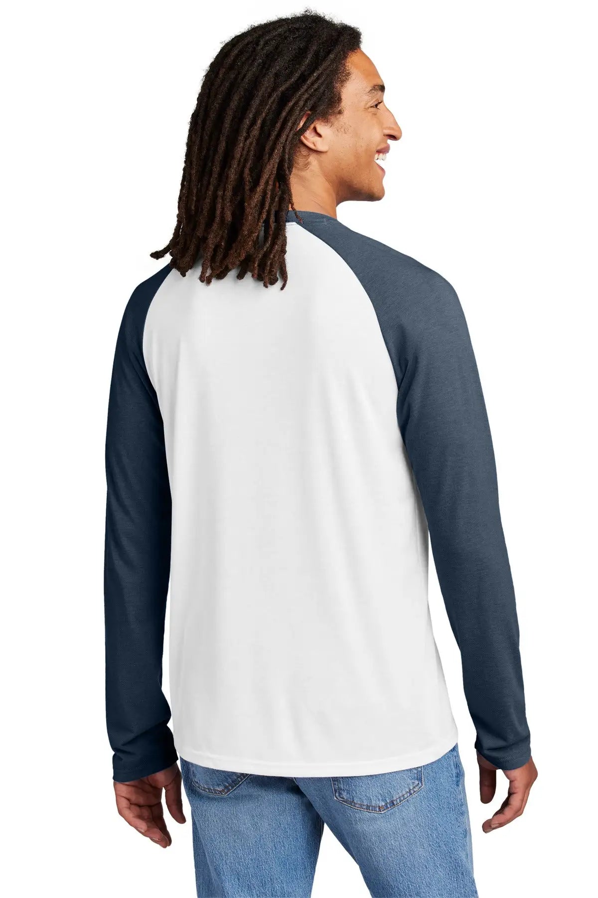 Allmade Al6009 Allmade Unisex Tri-blend Long Sleeve Colorblock Raglan - Rebel Blue Bright White