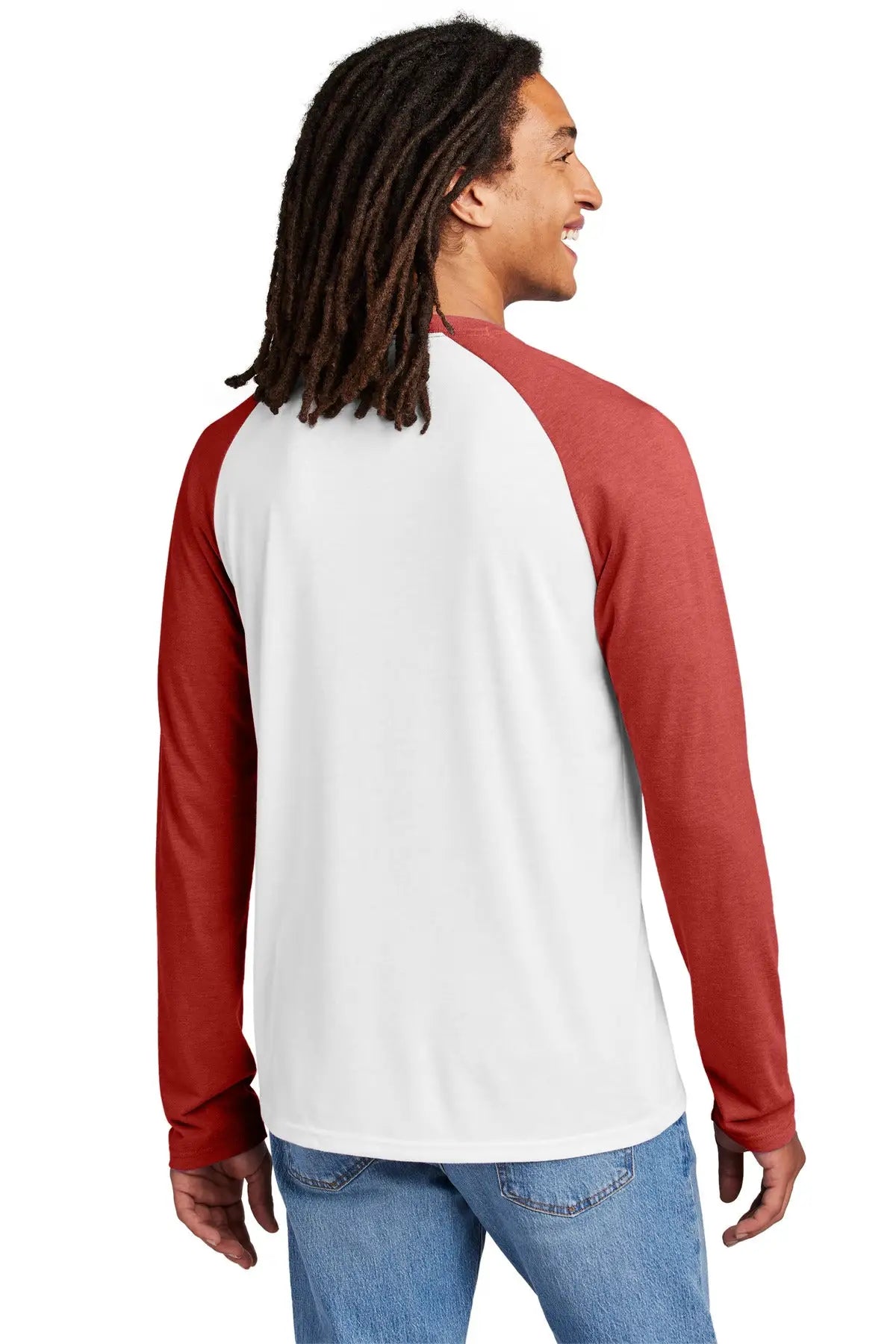 Allmade Al6009 Allmade Unisex Tri-blend Long Sleeve Colorblock Raglan - Rise Up Red Bright White