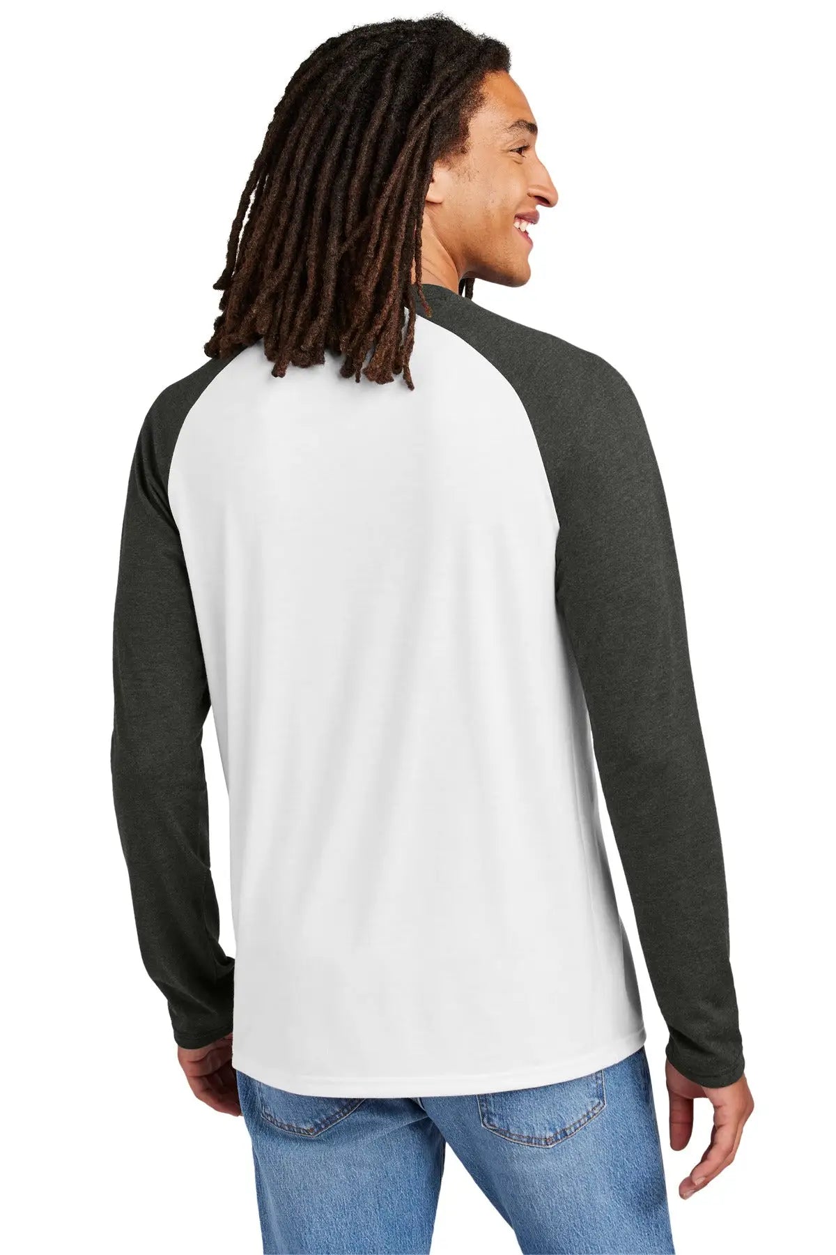 Allmade Al6009 Allmade Unisex Tri-blend Long Sleeve Colorblock Raglan - Space Black Bright White