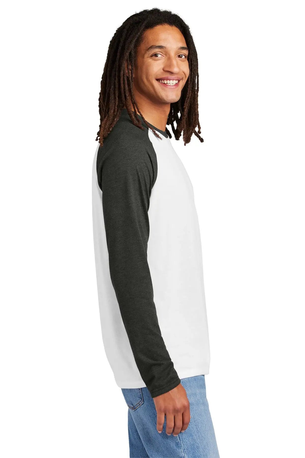 Allmade Al6009 Allmade Unisex Tri-blend Long Sleeve Colorblock Raglan - Space Black Bright White