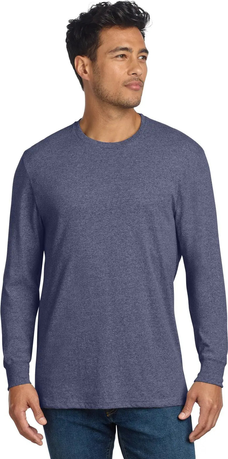 Allmade Al6204 Allmade Unisex Long Sleeve Recycled Blend Tee - Navy Heather - Salvaged / Adult Xs
