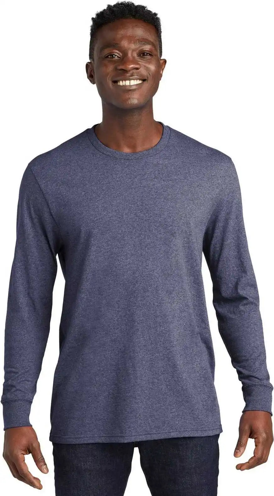 Allmade Al6204 Unisex Long Sleeve Recycled Blend Tee Salvaged Navy Heather / l