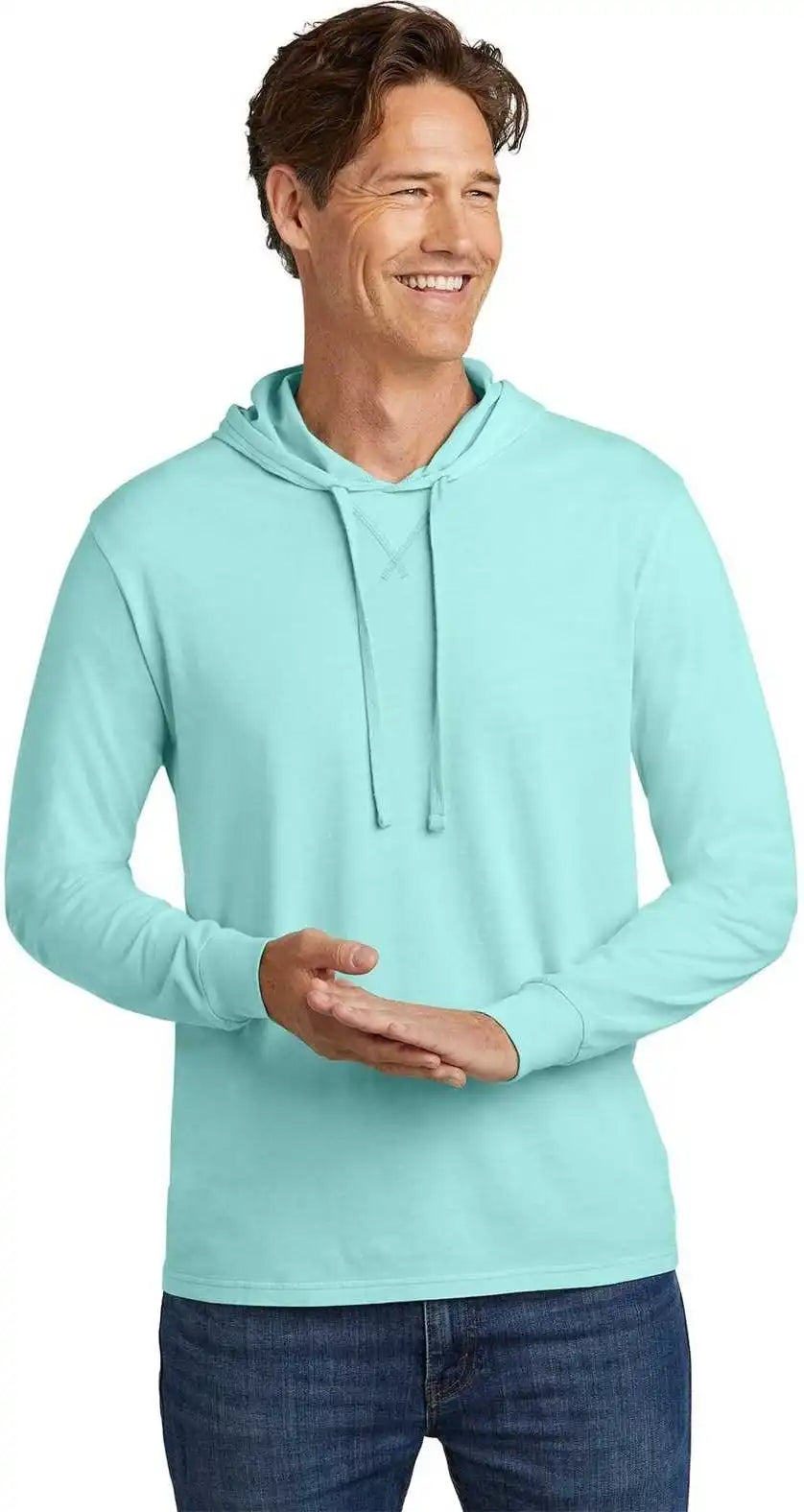 Allmade Al6305 Unisex Mineral Dye Organic Cotton Hoodie Tee Saltwater Blue