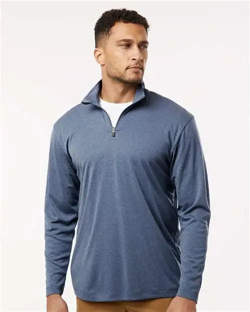 Allpro 41870 Pro-lock Performance Quarter-zip Pullover - Heather Navy