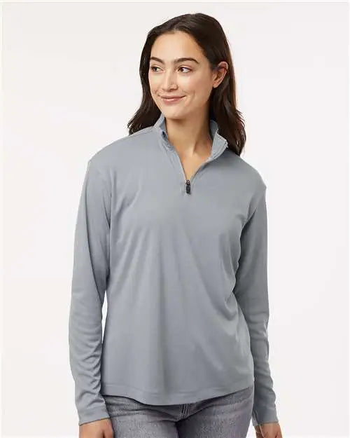 Allpro 41870l Pro-lock Women’s Performance Quarter-zip Pullover - Heather Steel