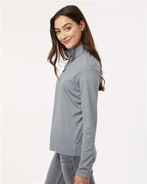 Allpro 41870l Pro-lock Women’s Performance Quarter-zip Pullover - Heather Steel
