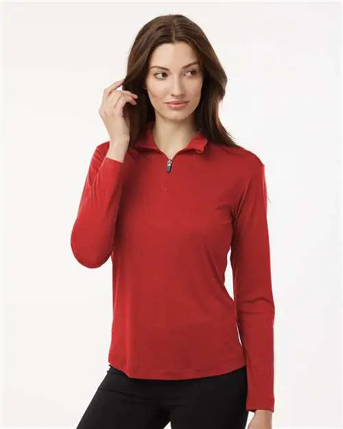 Allpro 41870l Pro-lock Women’s Performance Quarter-zip Pullover - Red