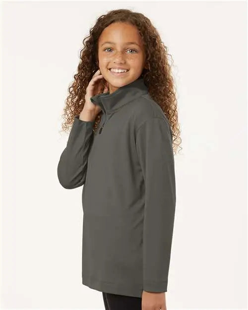 Allpro 41870y Pro-lock Youth Performance Quarter-zip Pullover - Charcoal