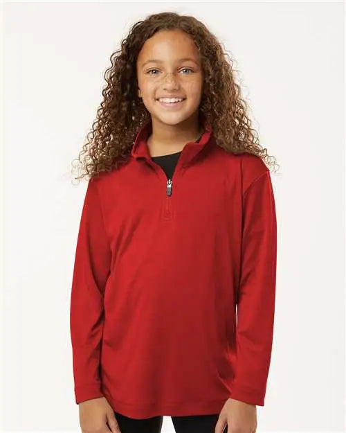 Allpro 41870y Pro-lock Youth Performance Quarter-zip Pullover - Red