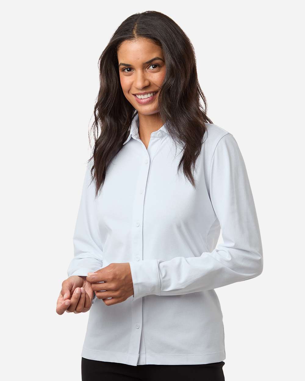 Allpro 41spll Women’s Pro-flex Sorona Button Down Shirt - White