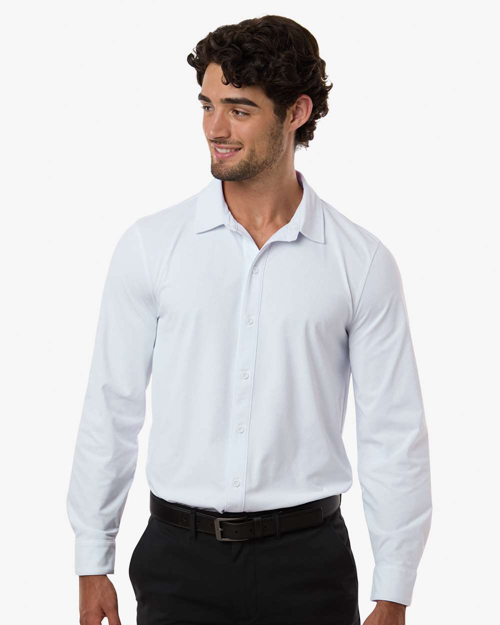 Allpro 41spls Men’s Pro-flex Sorona® Button Down Shirt - White