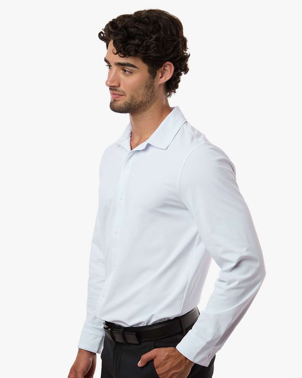 Allpro 41spls Men’s Pro-flex Sorona® Button Down Shirt - White