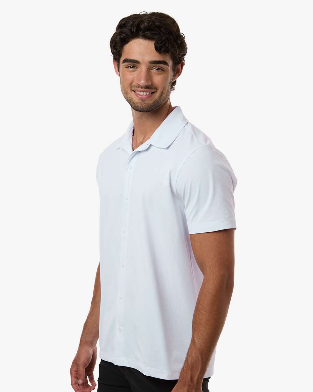Allpro 41spss Men’s Pro-flex Sorona Button Down Short Sleeve Shirt - White