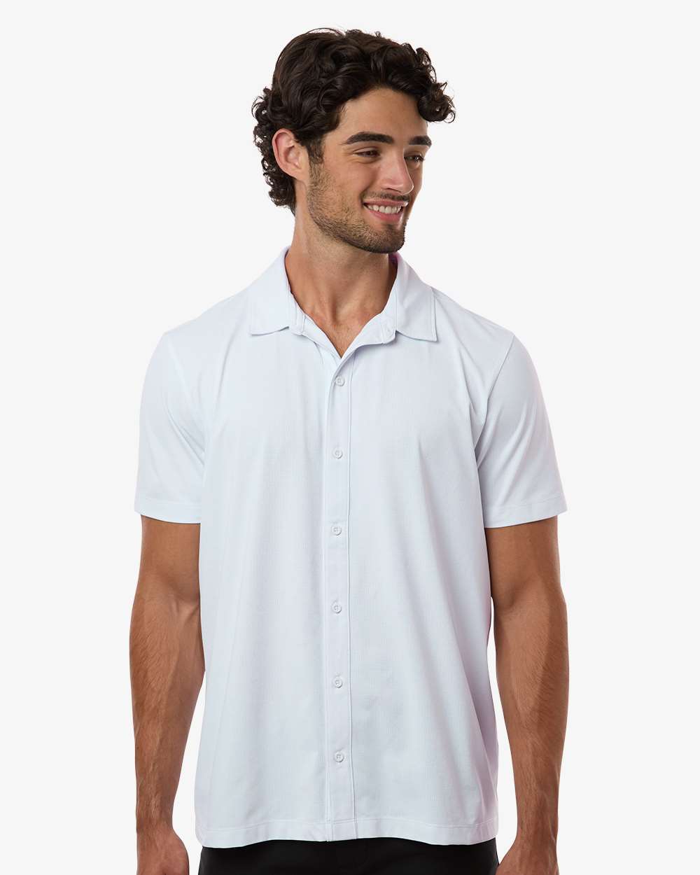 Allpro 41spss Men’s Pro-flex Sorona Button Down Short Sleeve Shirt - White