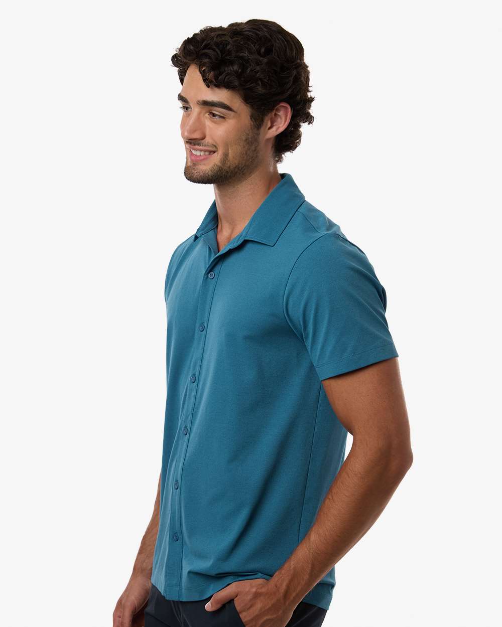 Allpro 41spss Men’s Pro-flex Sorona Button Down Short Sleeve Shirt - Pacific Blue