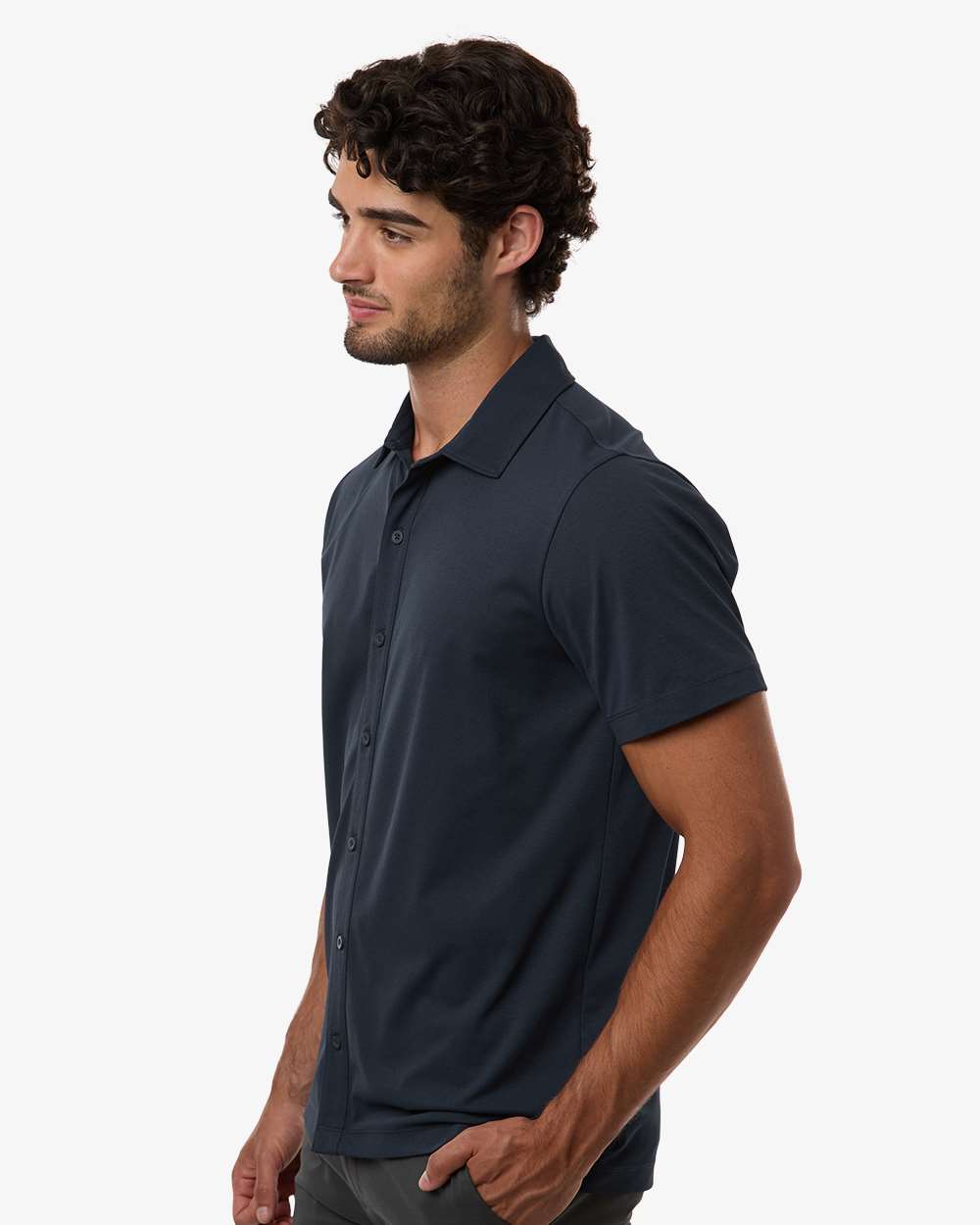 Allpro 41spss Men’s Pro-flex Sorona Button Down Short Sleeve Shirt - Navy