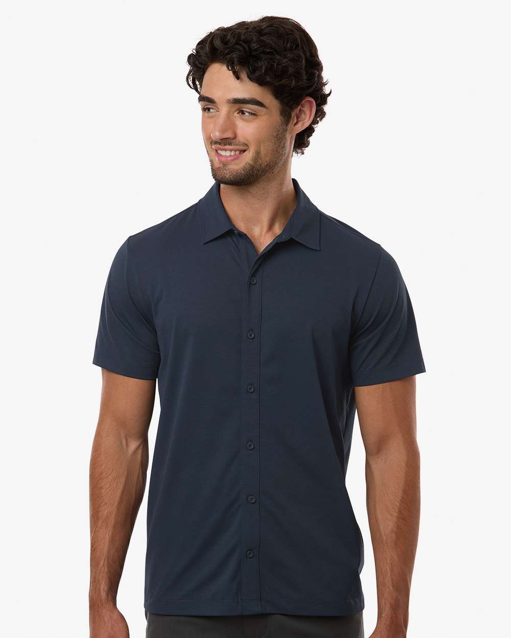 Allpro 41spss Men’s Pro-flex Sorona Button Down Short Sleeve Shirt - Navy