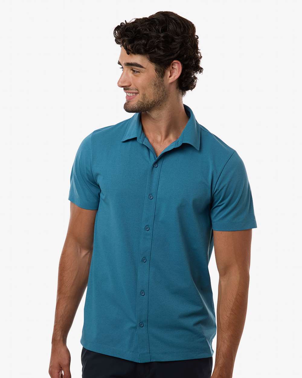 Allpro 41spss Men’s Pro-flex Sorona Button Down Short Sleeve Shirt - Pacific Blue