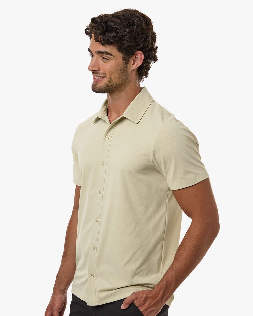 Allpro 41spss Men’s Pro-flex Sorona® Button Down Short Sleeve Shirt - Sand