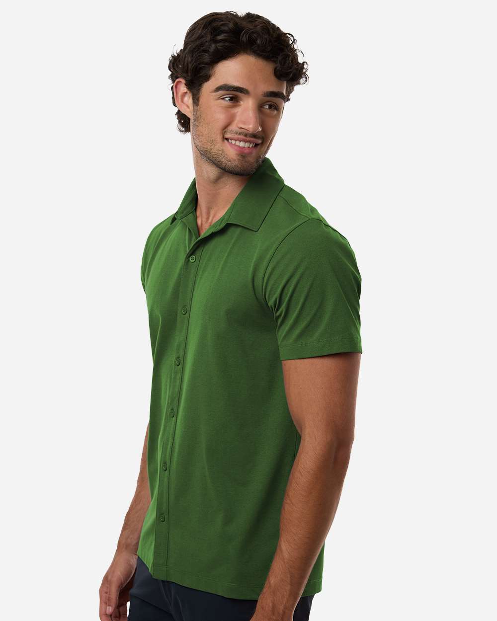 Allpro 41spss Men’s Pro-flex Sorona® Button Down Short Sleeve Shirt - Olive Green