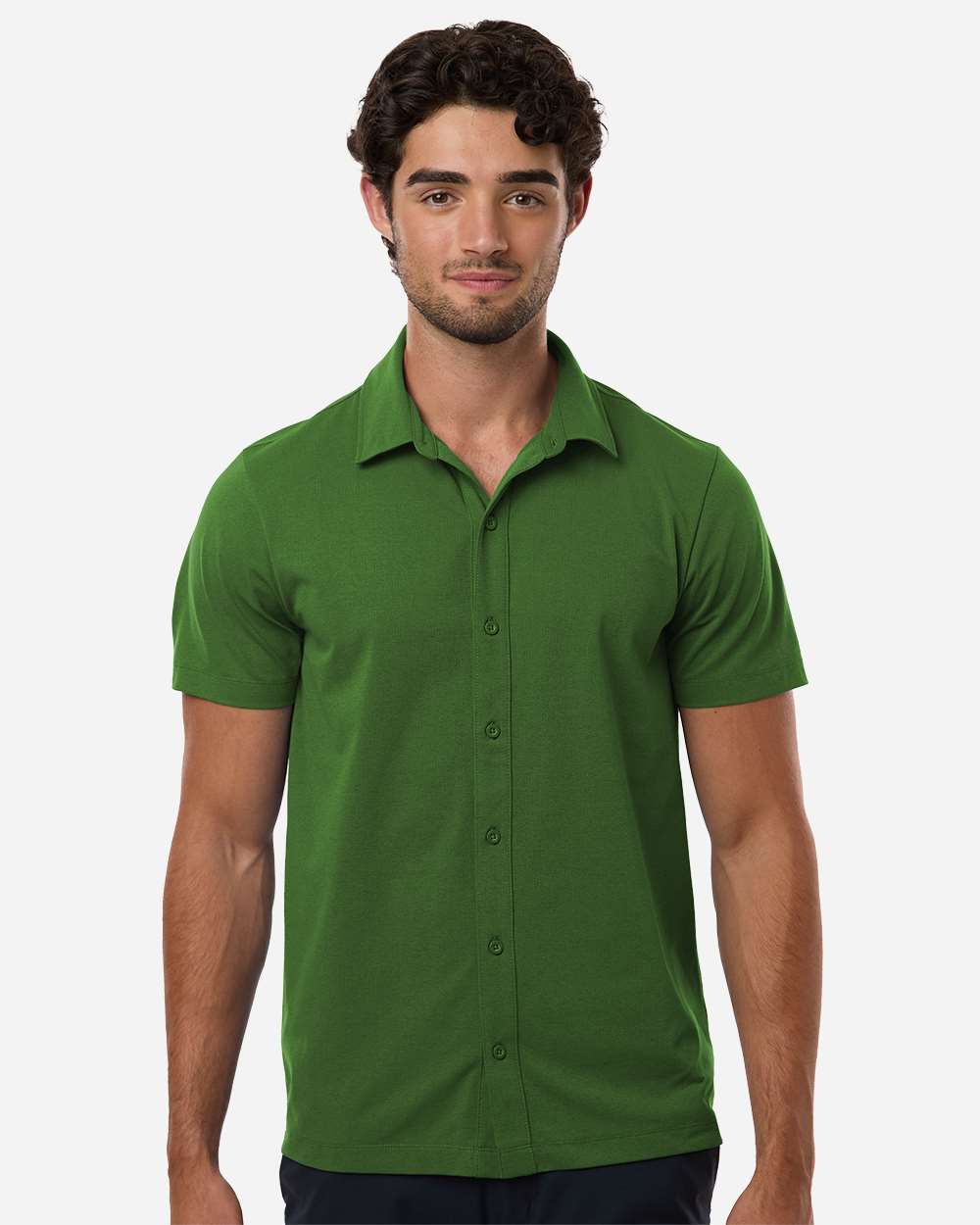 Allpro 41spss Men’s Pro-flex Sorona® Button Down Short Sleeve Shirt - Olive Green