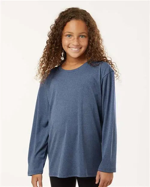 Allpro 48400y Pro-lock Youth Performance Long Sleeve T-shirt - Heather Navy
