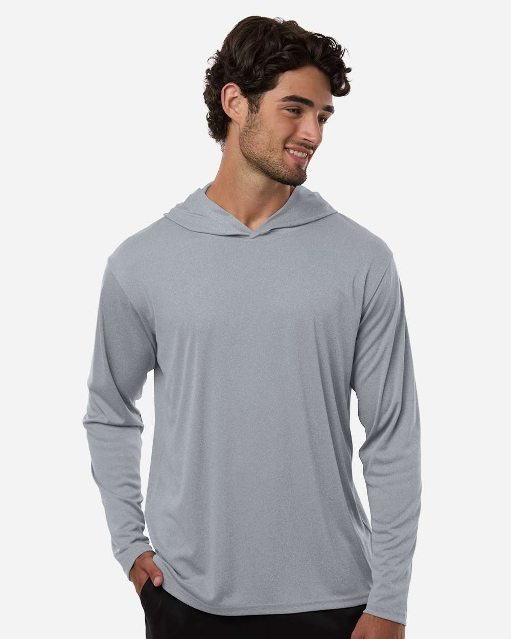 Allpro 48510 Unisex Pro-lock Performance Hooded Long Sleeve T-shirt - Heather Steel