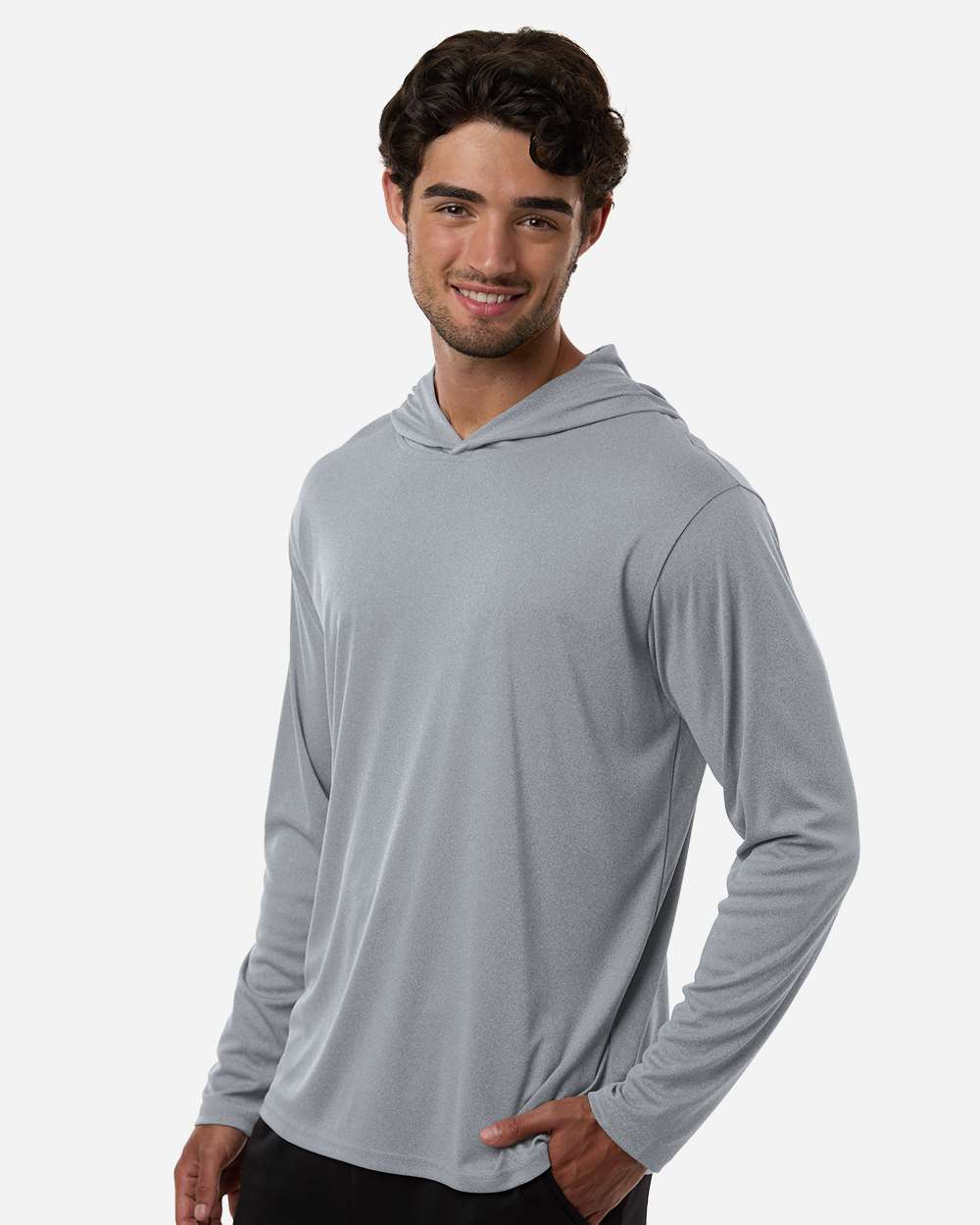Allpro 48510 Unisex Pro-lock Performance Hooded Long Sleeve T-shirt - Heather Steel