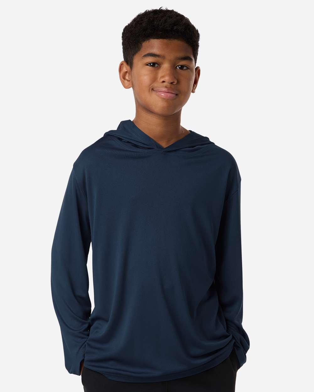Allpro 48510y Youth Pro-lock Performance Hooded Long Sleeve T-shirt - Navy