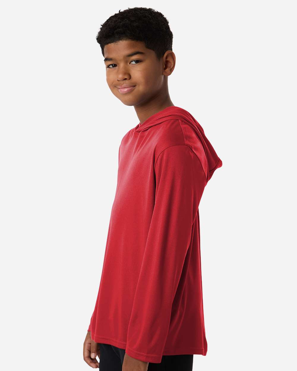 Allpro 48510y Youth Pro-lock Performance Hooded Long Sleeve T-shirt - Red