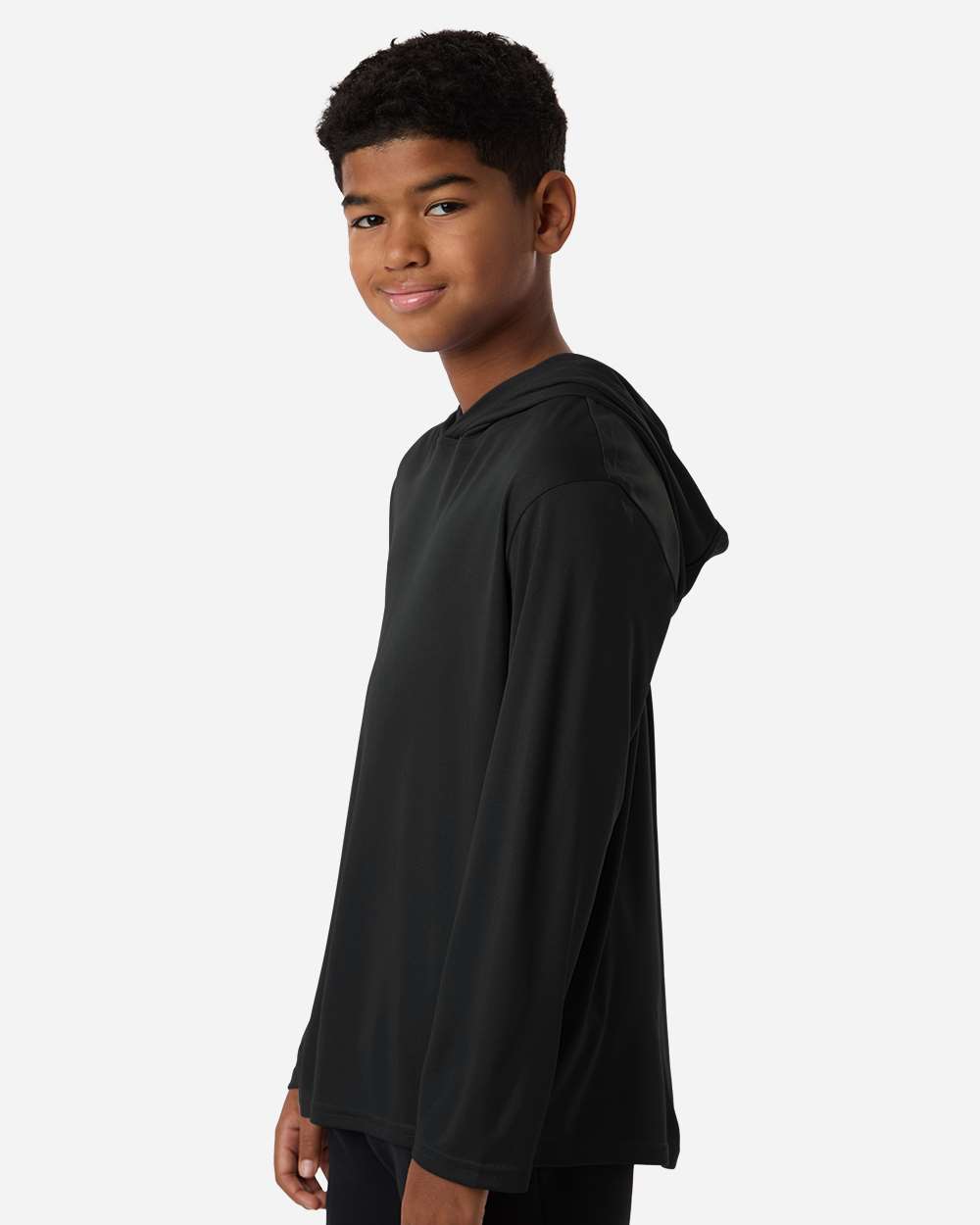 Allpro 48510y Youth Pro-lock Performance Hooded Long Sleeve T-shirt - Black
