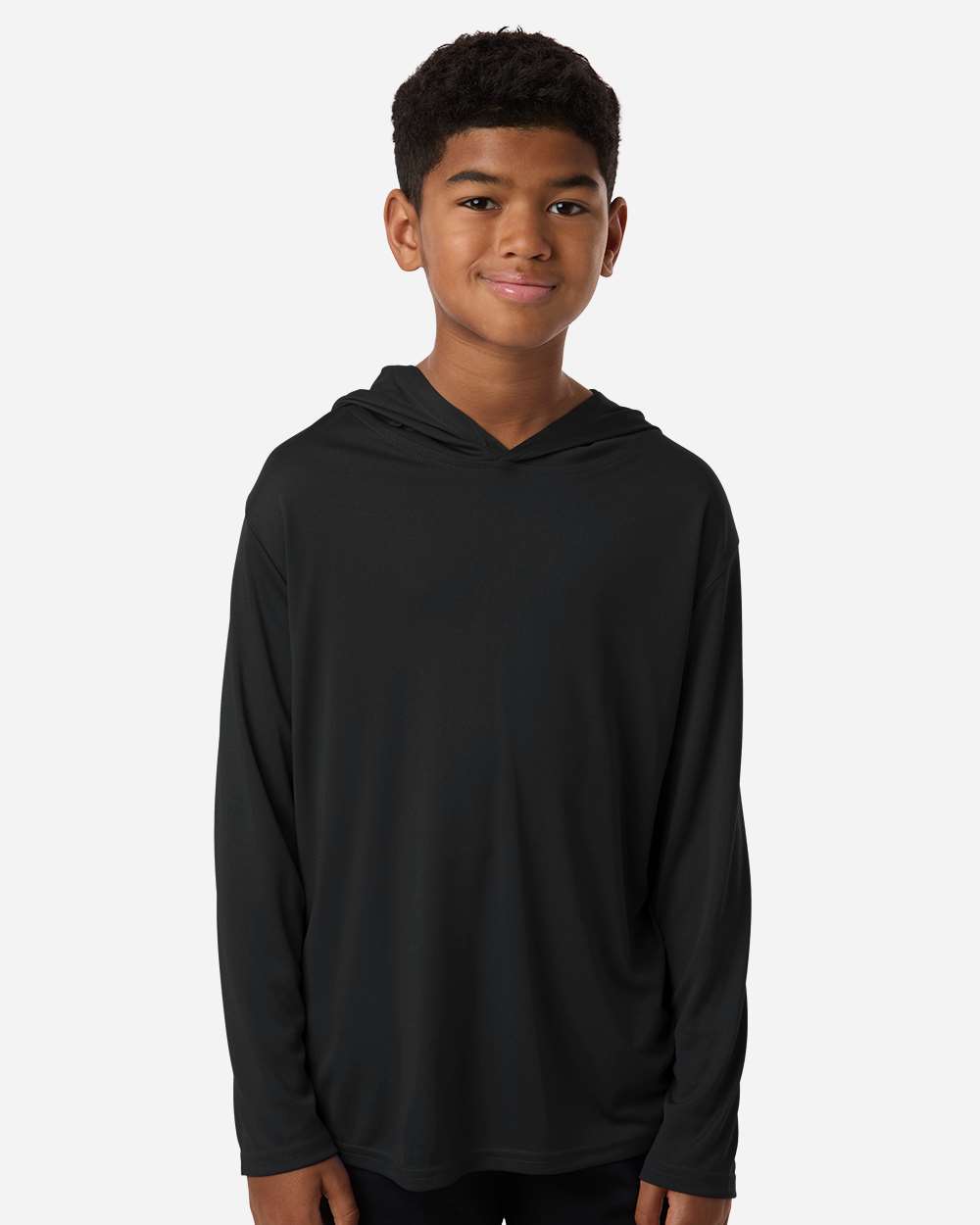 Allpro 48510y Youth Pro-lock Performance Hooded Long Sleeve T-shirt - Black