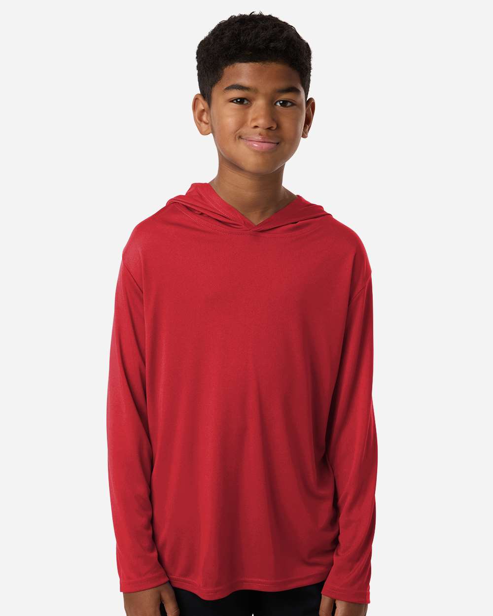 Allpro 48510y Youth Pro-lock Performance Hooded Long Sleeve T-shirt - Red
