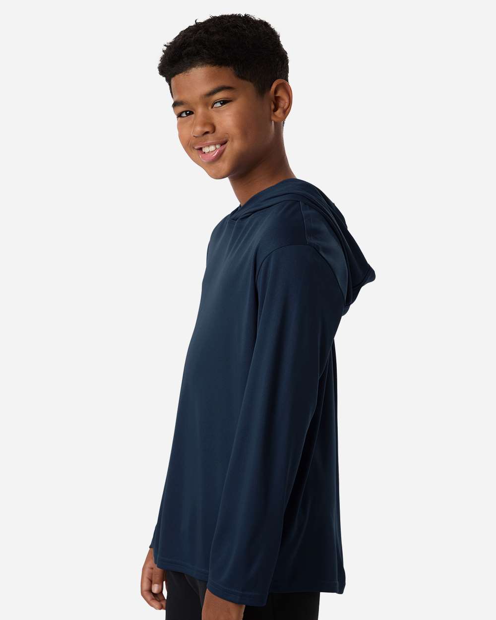 Allpro 48510y Youth Pro-lock Performance Hooded Long Sleeve T-shirt - Navy