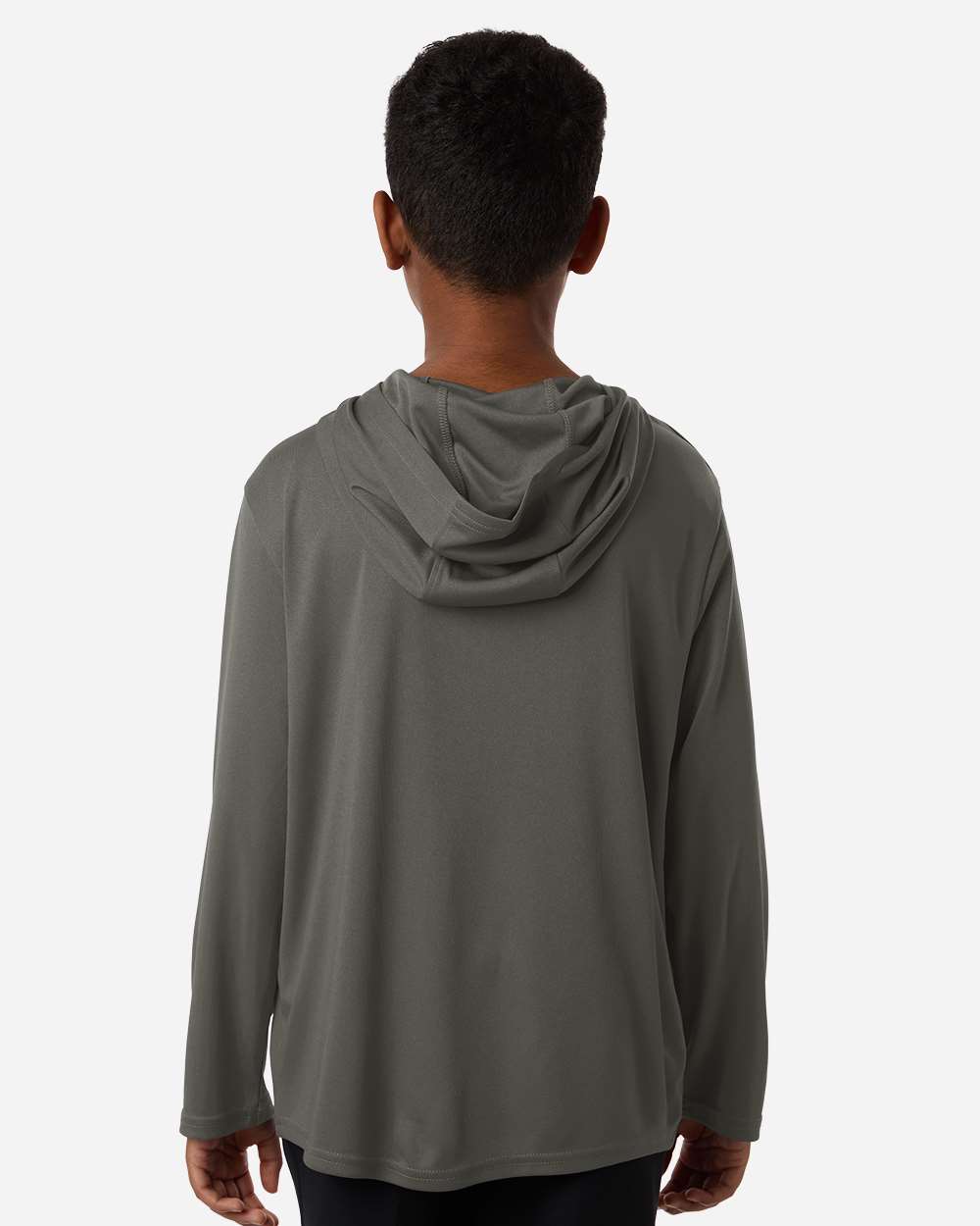 Allpro 48510y Youth Pro-lock Performance Hooded Long Sleeve T-shirt - Charcoal