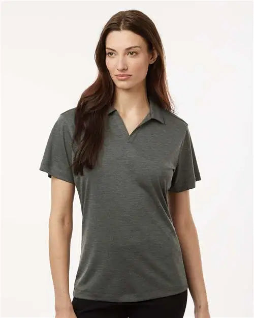 Allpro 4hm00l Women’s Performance Mélange Polo - Charcoal Melange