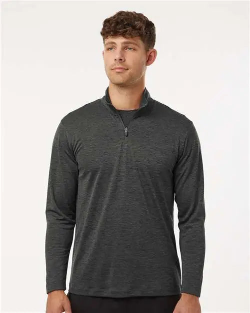 Allpro 4hm700 Performance Mãlange Quarter-zip Pullover - Black Melange