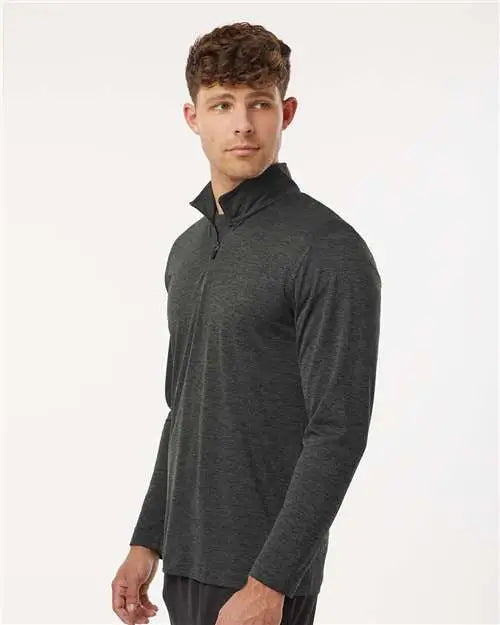 Allpro 4hm700 Performance Mãlange Quarter-zip Pullover - Black Melange