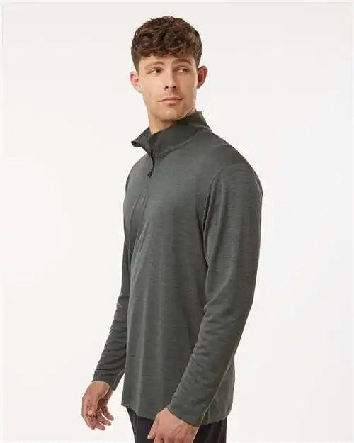 Allpro 4hm700 Performance Mélange Quarter-zip Pullover - Charcoal Melange